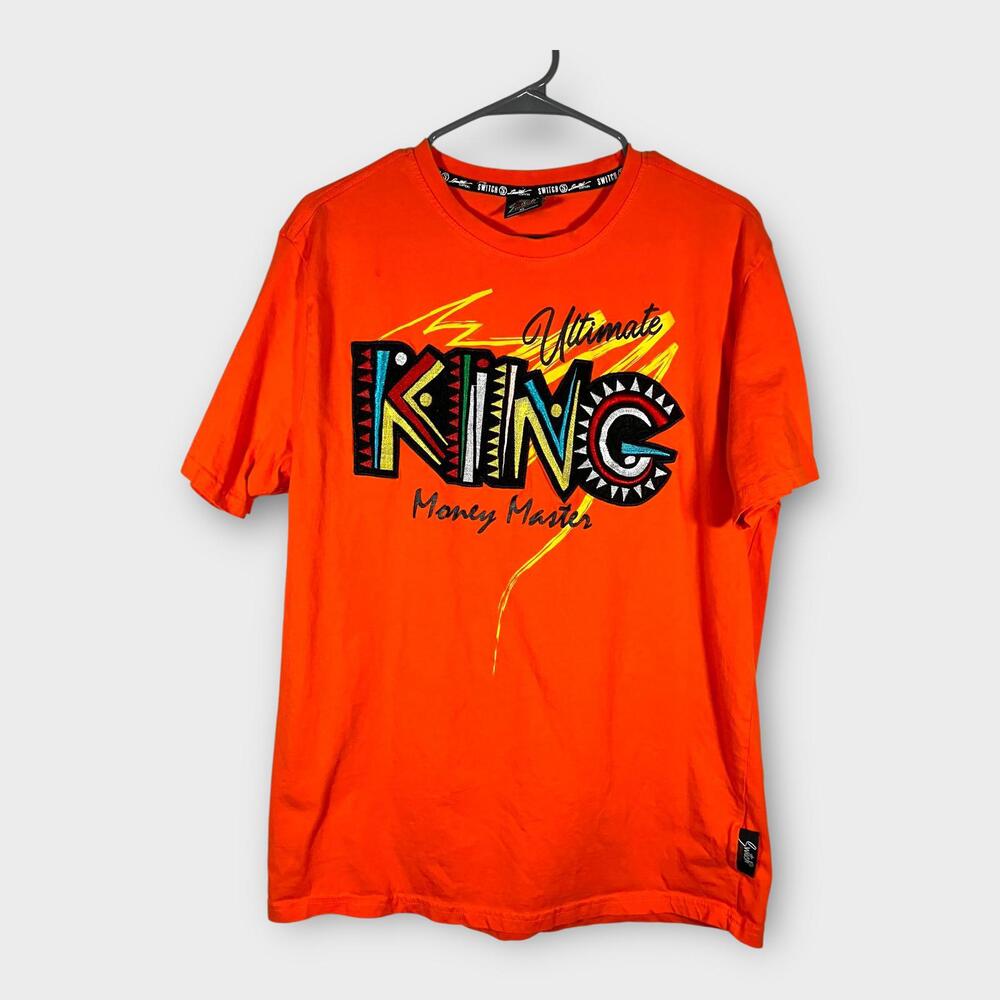 Switch Remarkable Short Sleeve Shirt Men’s XL Orange Money Making King Print